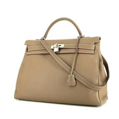 Bolso de mano Hermes Kelly 40 cm en cuero togo marrón etoupe
