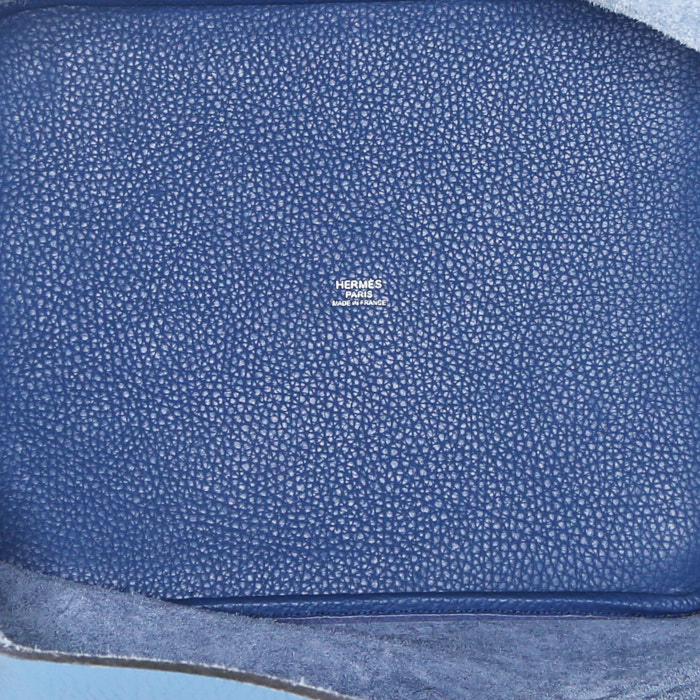 Sac à main Hermes Picotin en cuir togo bleu - Detail D2