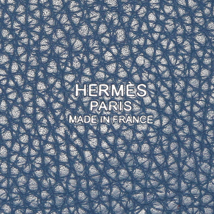 Sac à main Hermes Picotin en cuir togo bleu - Detail D3