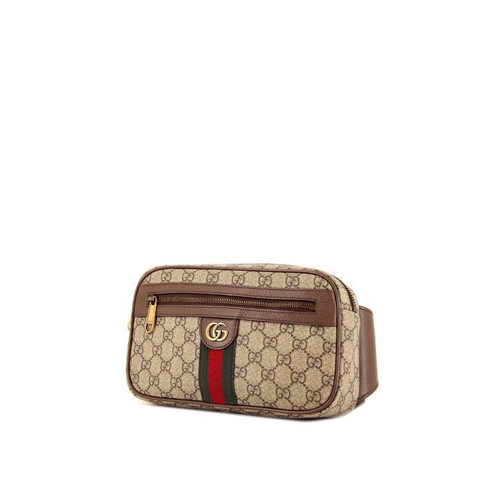 Pochette-ceinture Gucci en toile monogram enduite beige et cuir marron
