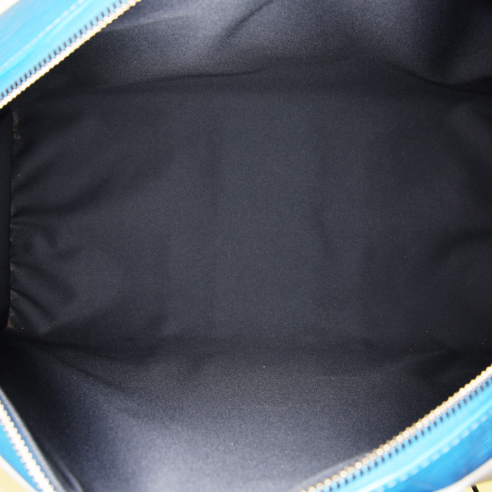 Bolso de fin de semana Louis Vuitton  Keepall Editions Limitées en cuero Epi azul y blanco - Detail D3