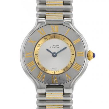 Montre Cartier Must 21 en acier et plaqué or Ref: 1340 Vers 1990