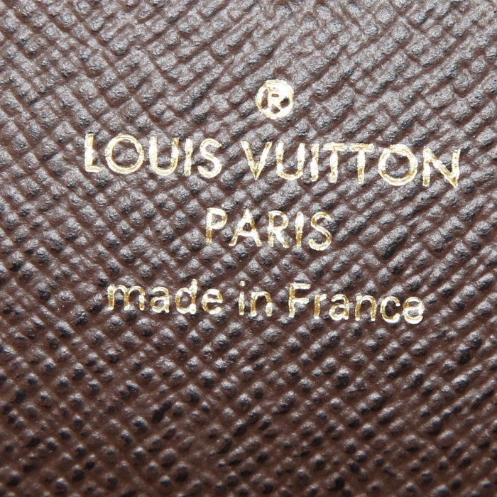 Billetera Louis Vuitton en cuero rosa y lona a cuadros ébano - Detail D3