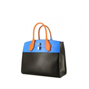 Bolso de mano Louis Vuitton City Steamer modelo mediano en cuero azul, naranja y negro