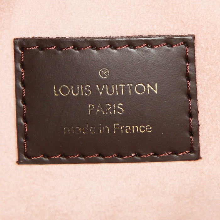 Louis Vuitton Normandy handbag in brown damier canvas and pink leather - Detail D3