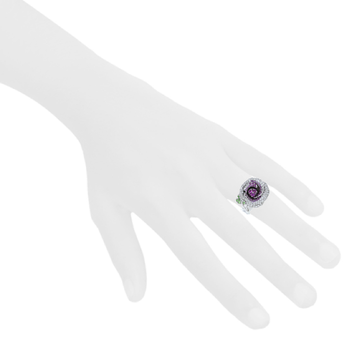 Dior Rose Dior Bagatelle medium model ring in white gold, diamonds and sapphires - Detail D1
