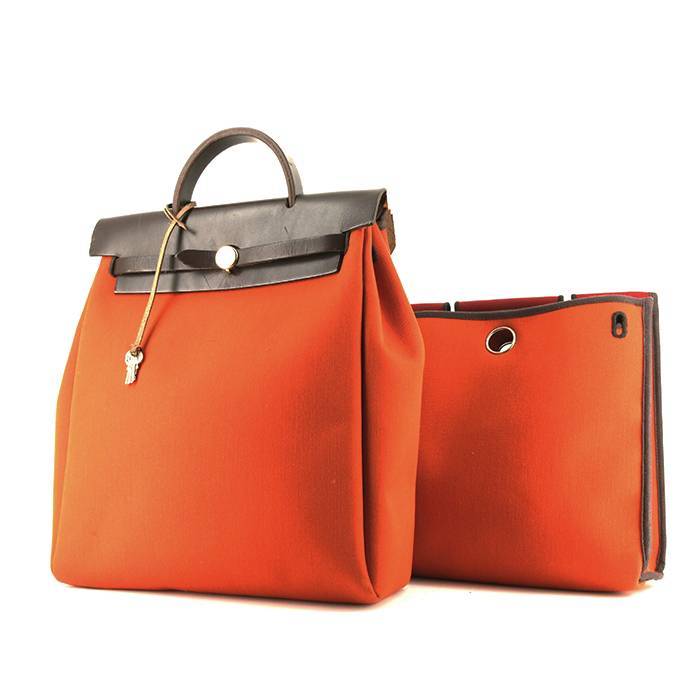 Hermes 32cm Orange Canvas/Leather Herbag PM 2-in-1 Bag/Backpack - Yoogi's  Closet