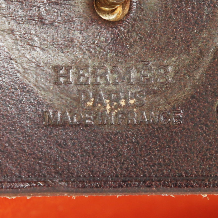 Hermes backpack in orange and red canvas and leather - Detail D3