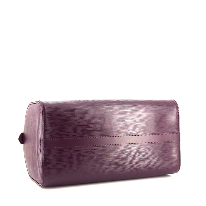 Sac à main Louis Vuitton Speedy 30 en cuir épi violet - Detail D4