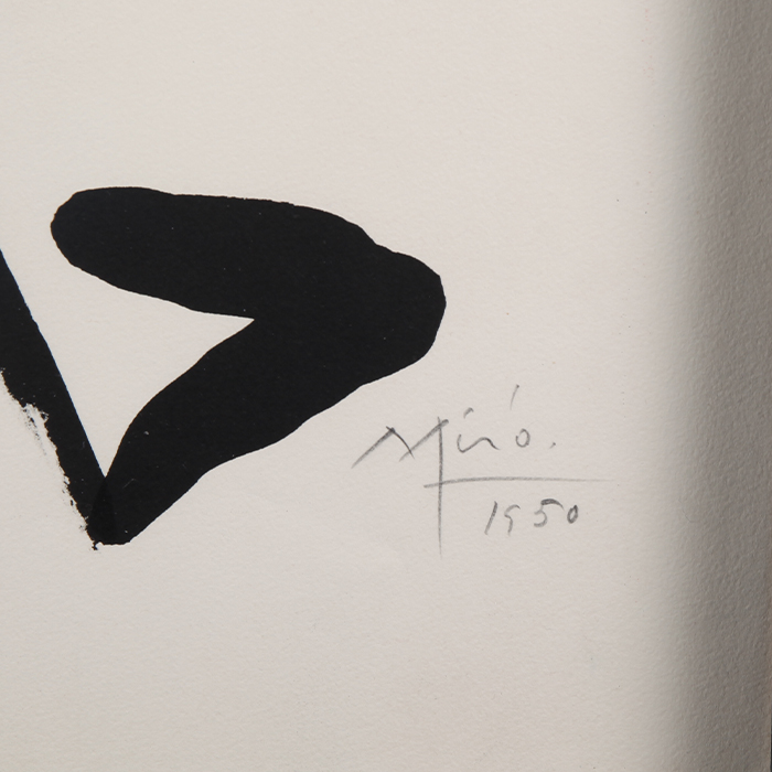 Joan Miró, "Personnage aux étoiles", lithograph in colors on paper, signed, numbered, dated and framed, of 1950 - Detail D1