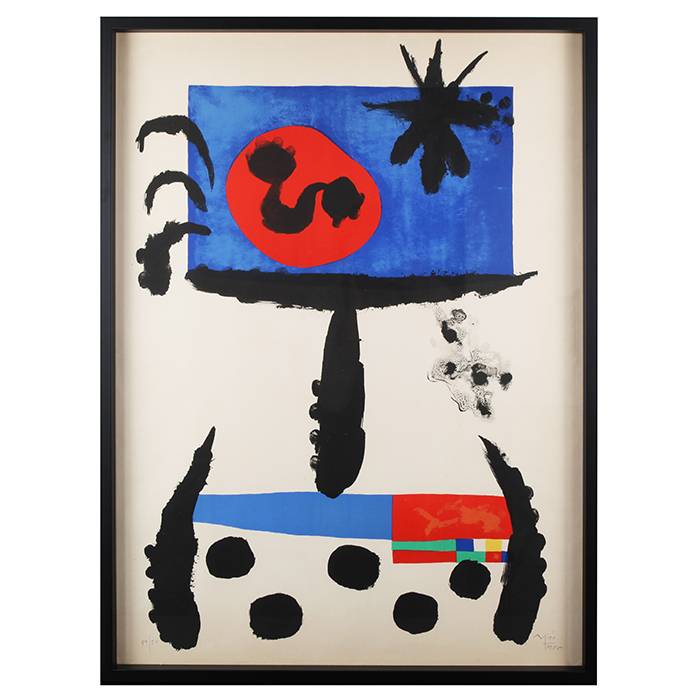Joan Miró, "Palotin Giron", lithograph in colors on Arches paper, signed, numbered, dated and framed, of 1955 - 00pp