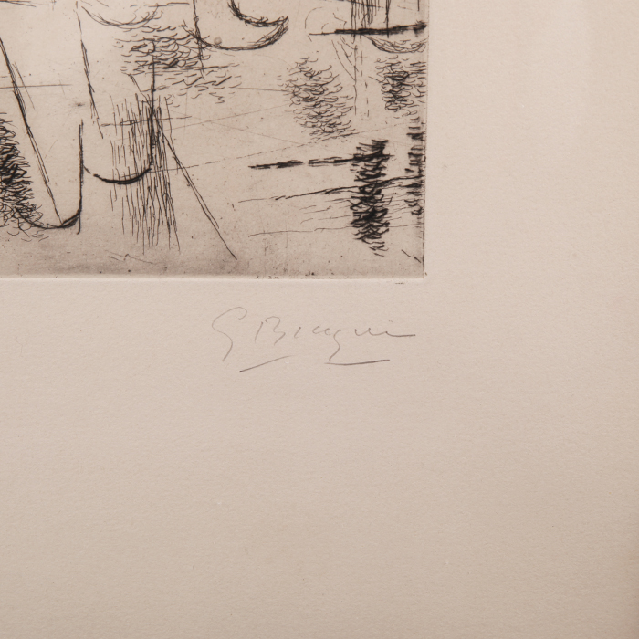 Georges Braque (1919-2022), Composition ou Nature morte aux verres - 1912/1950, Eau-forte sur papier - Detail D1