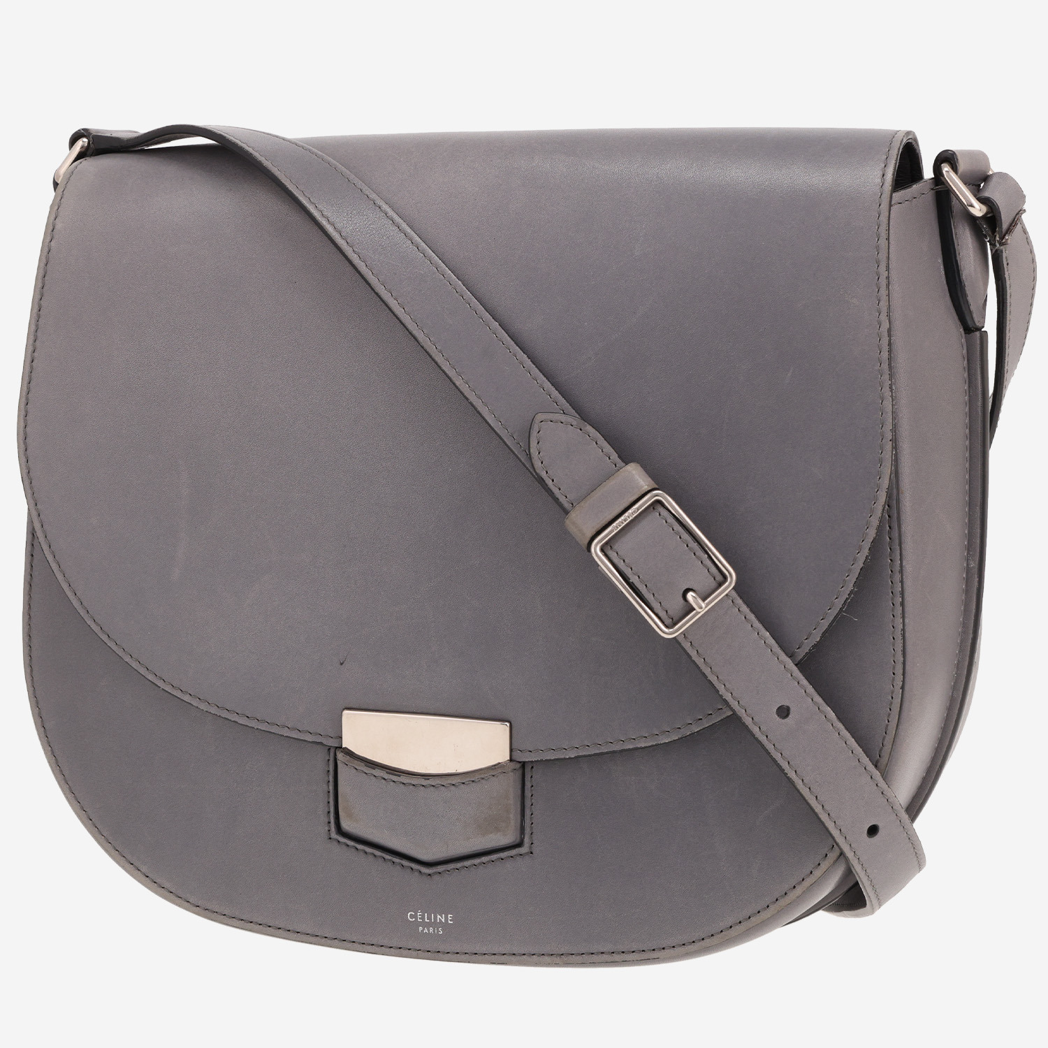 Céline Trotteur large model shoulder bag in grey leather