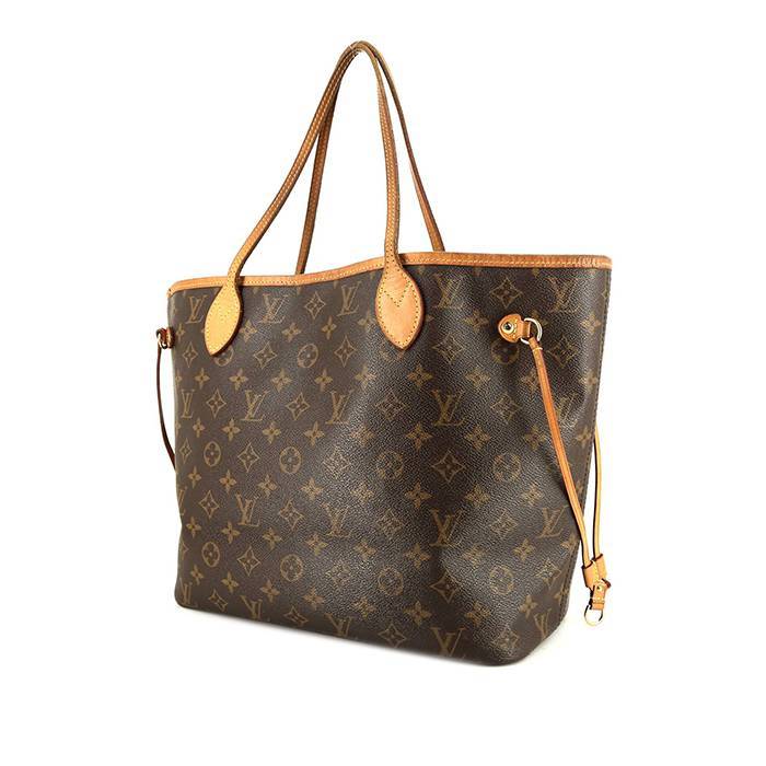 Louis Vuitton Neverfull medium model shopping bag in brown monogram canvas and natural leather - 00pp