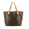 Shopping bag Louis Vuitton Neverfull modello medio in tela monogram marrone e pelle naturale - 360 thumbnail