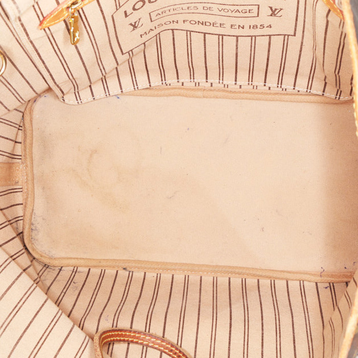 Shopping bag Louis Vuitton Neverfull modello medio in tela monogram marrone e pelle naturale - Detail D2