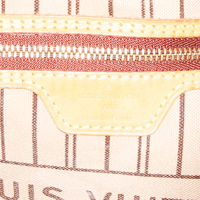 Sac cabas Louis Vuitton Neverfull moyen modèle en toile monogram marron et cuir naturel - Detail D3