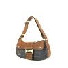 Dior Street Chic handbag in brown leather and blue denim canvas - 00pp thumbnail