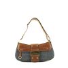 Dior Street Chic handbag in brown leather and blue denim canvas - 360 thumbnail