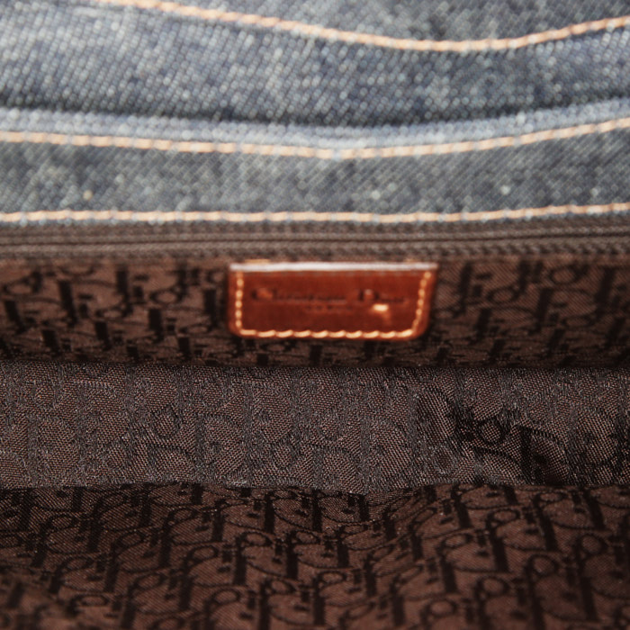 Sac à main Dior Street Chic en cuir marron et toile denim bleue - Detail D2