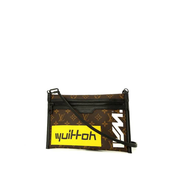 Louis Vuitton shoulder bag in brown monogram canvas and black leather - 00pp