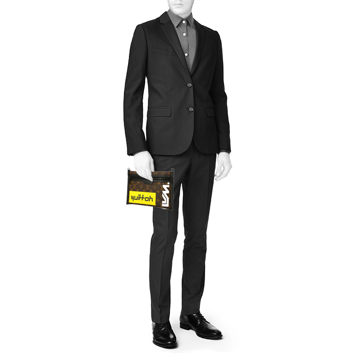 Louis Vuitton  Double Flat Messenger shoulder bag  in brown monogram canvas  and black leather - Detail D1