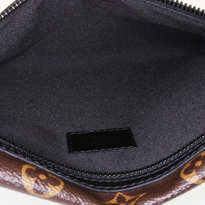 Bolso bandolera Louis Vuitton  Double Flat Messenger en lona Monogram revestida marrón y cuero negro - Detail D3