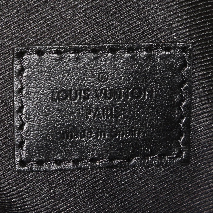 Bolso bandolera Louis Vuitton  Double Flat Messenger en lona Monogram revestida marrón y cuero negro - Detail D4