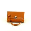 Hermes Kelly 25 cm handbag in gold box leather - 360 Front thumbnail