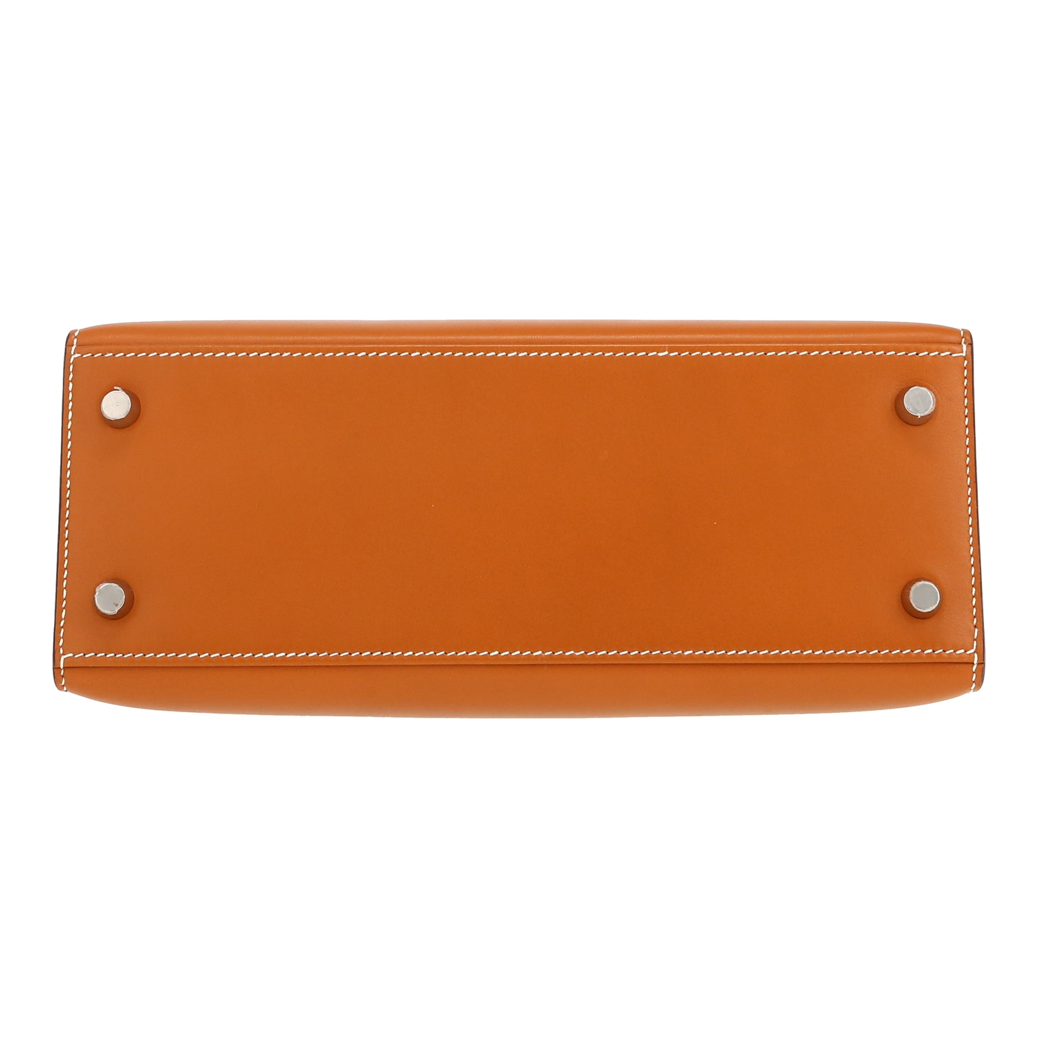 Hermes Kelly 25 cm handbag in gold box leather - Detail D1