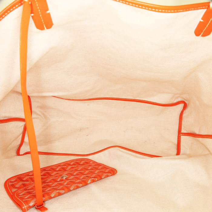 Bolso Cabás Goyard Saint-Louis en tela Goyardine naranja y cuero naranja - Detail D2