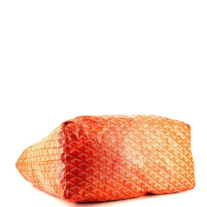 Bolso Cabás Goyard Saint-Louis en tela Goyardine naranja y cuero naranja - Detail D4