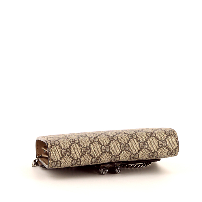 Sac bandoulière Gucci Dionysus en toile monogram enduite grise - Detail D4