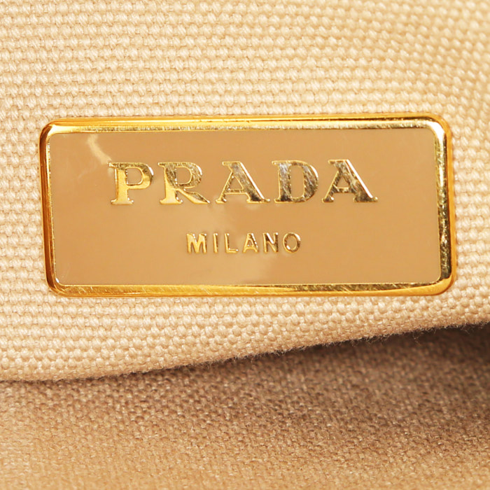 Bolso Cabás Prada en lona multicolor rosa y beige - Detail D4