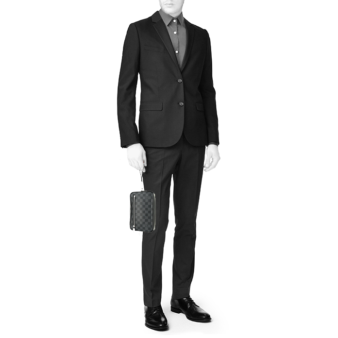 Bolsito de mano Louis Vuitton  Kasaï en lona a cuadros gris Graphite - Detail D1