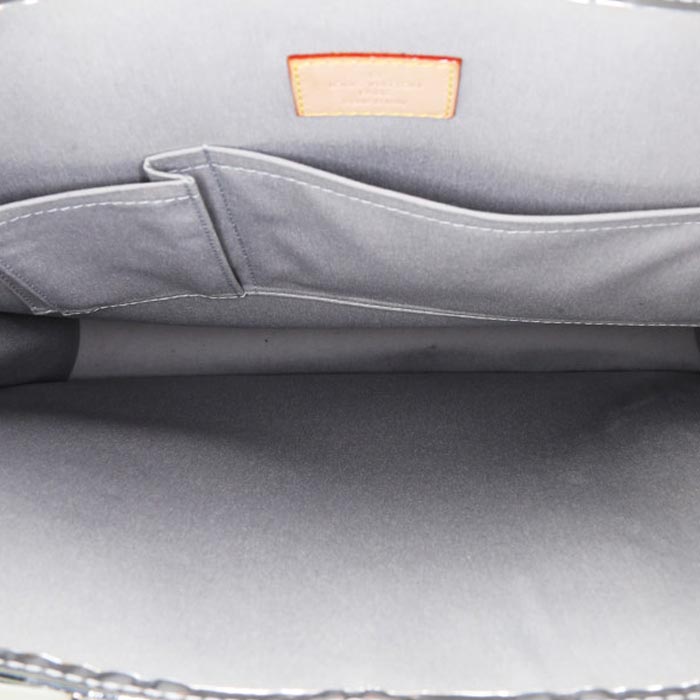 Shopping bag Louis Vuitton Louis Vuitton Sac Plat Miroir in pelle monogram argentata - Detail D2