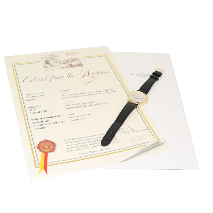 Patek Philippe Perpetual Calendar watch in yellow gold Ref:  3940 Circa  1990