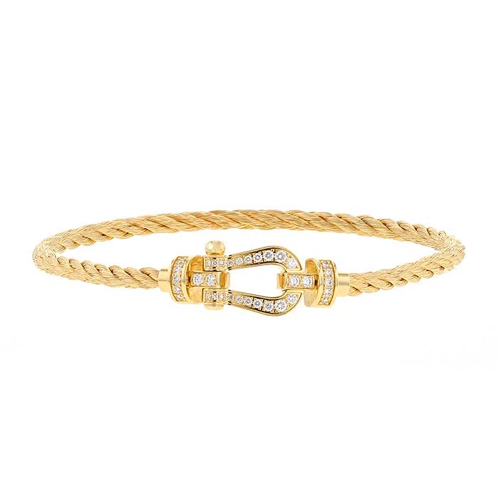 Bracelet Fred Force 10 moyen modèle en or jaune et diamants - 00pp