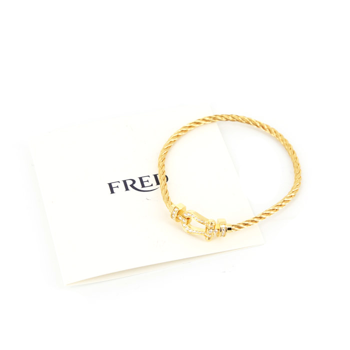 Fred Force 10 medium model bracelet in yellow gold and diamonds - Detail D2