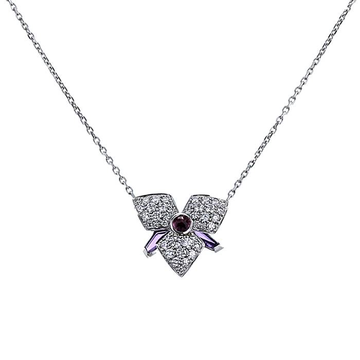 Cartier Caresse d'Orchidées necklace in white gold,  diamonds and tourmaline - 00pp