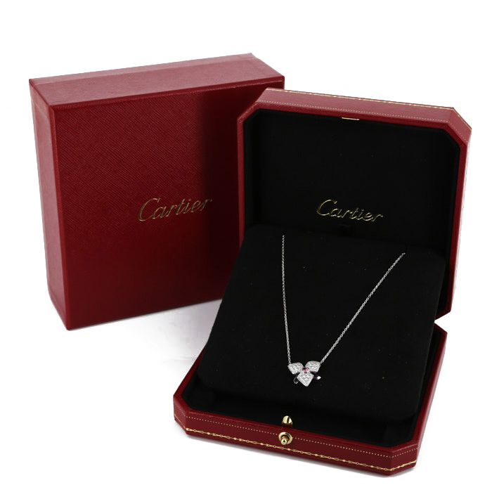 Collier Cartier Caresse d'Orchidées en or blanc,  diamants, améthystes et tourmaline - Detail D2