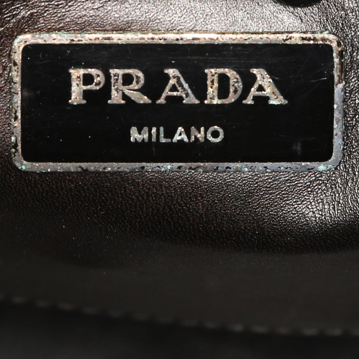Prada shopping bag in black and brown shading leather saffiano - Detail D4