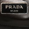 Shopping bag Prada in pelle saffiano nera e marrone decorazione con chiodi in metallo argentato - Detail D4 thumbnail