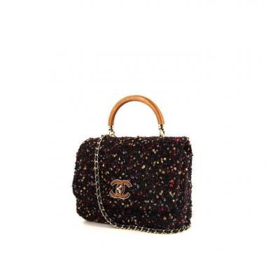 Bolso bandolera Chanel Coco Handle en tweed negro