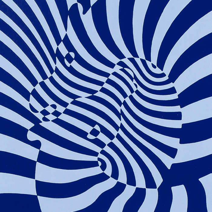 Victor Vasarely, "Zebrapar Bleu", sérigraphie en couleurs sur papier vélin, signée, numérotée et encadrée, de 1987 - Detail D1