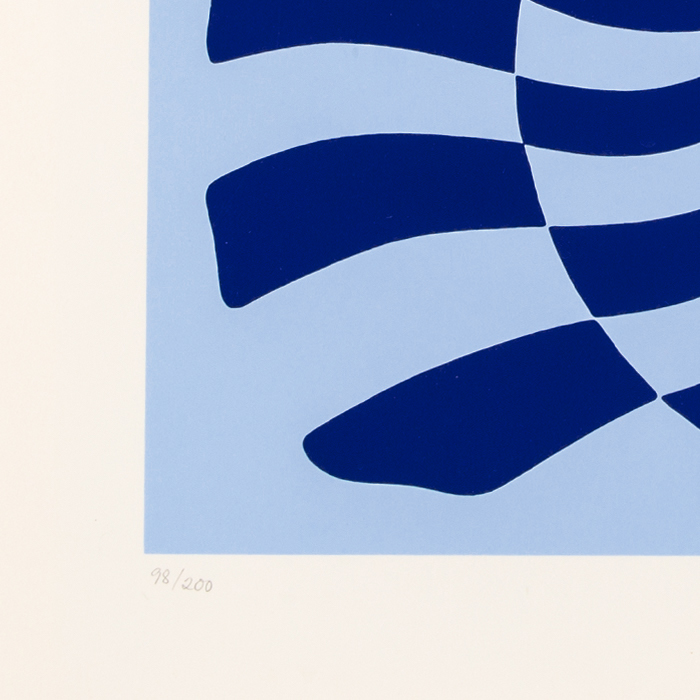 Victor Vasarely, "Zebrapar Bleu", silkscreen in colors on woven paper, signed, numbered and framed, of 1987 - Detail D2