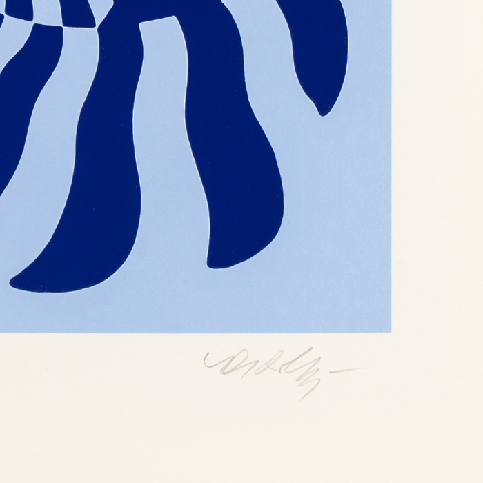 Victor Vasarely, "Zebrapar Bleu", silkscreen in colors on woven paper, signed, numbered and framed, of 1987 - Detail D3