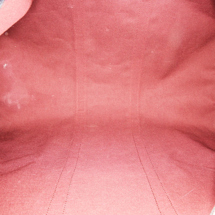 Bolsa de viaje Louis Vuitton Keepall 55 cm en lona Monogram Macassar marrón y cuero negro - Detail D3