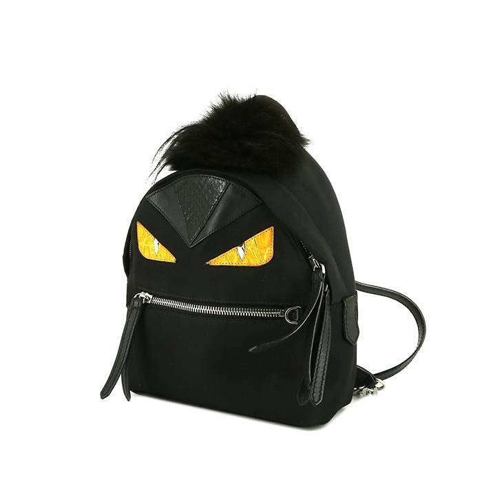 Fendi Bag Bugs backpack in black canvas and black leather - 00pp