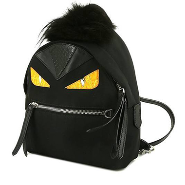 Fendi Bag Bugs backpack in black canvas and black leather